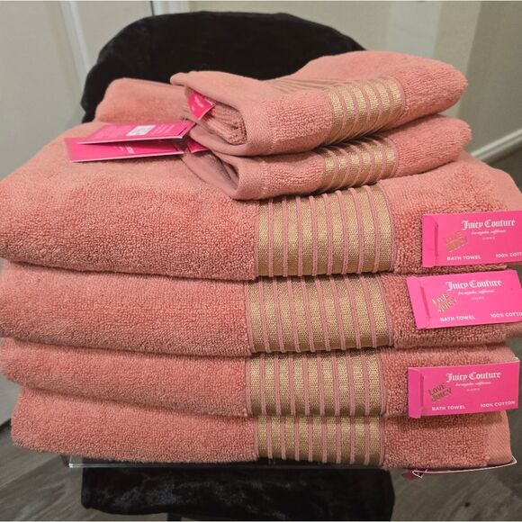Juicy Couture Home Striped Oversized Plush Bath & Hand Towel Set - Picture 5 of 8